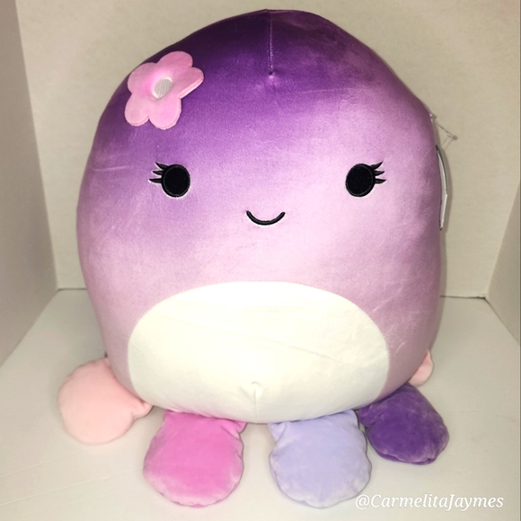 BEULA 🐙 Purple Gradient Octopus wPink Flower Original Squishmallow by Kelly Toy - Picture 1 of 8